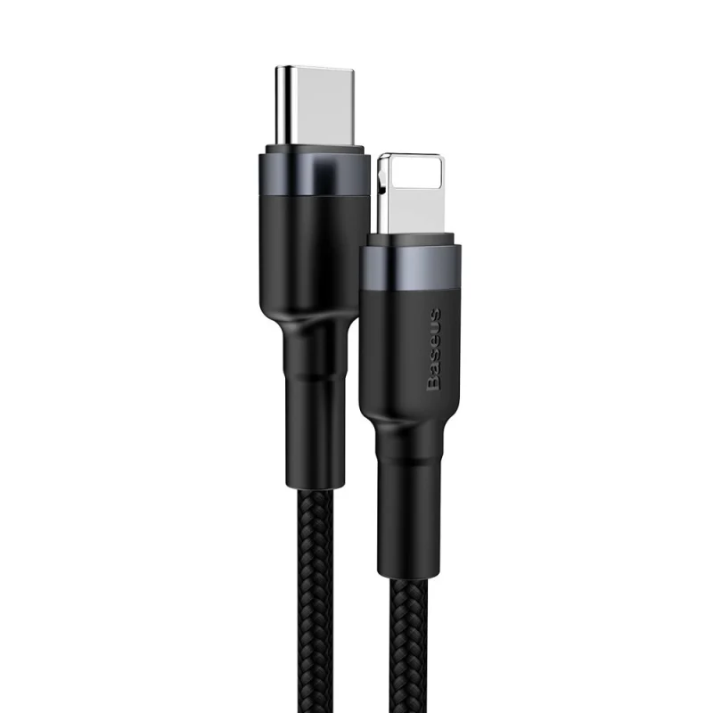 Kabel Baseus CATLKLF-G1 Lightning - USB-C PD QC 18W 480Mb/s 1m - czarno-szary - obrazek 3