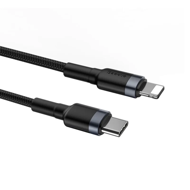 Kabel Baseus CATLKLF-G1 Lightning - USB-C PD QC 18W 480Mb/s 1m - czarno-szary - obrazek 4