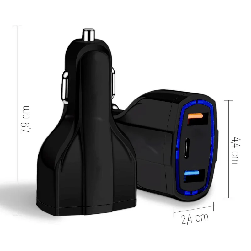 Wozinsky ładowarka samochodowa USB x2 i USB C czarna (WCC-01) - obrazek 10