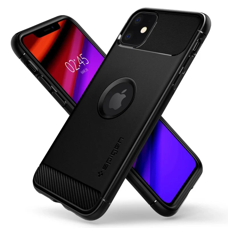 Etui Spigen Rugged Armor na iPhone 11 - czarny mat - obrazek 5