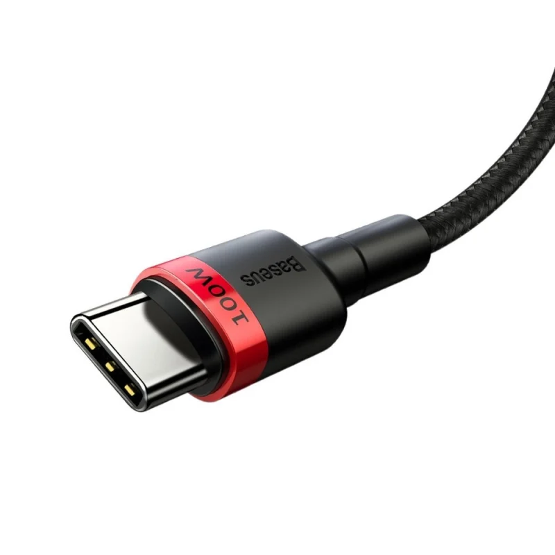 Kabel Baseus CATKLF-AL91 USB-C - USB-C PD QC 100W 5A 480Mb/s 2m - czarno-czerwony - obrazek 3