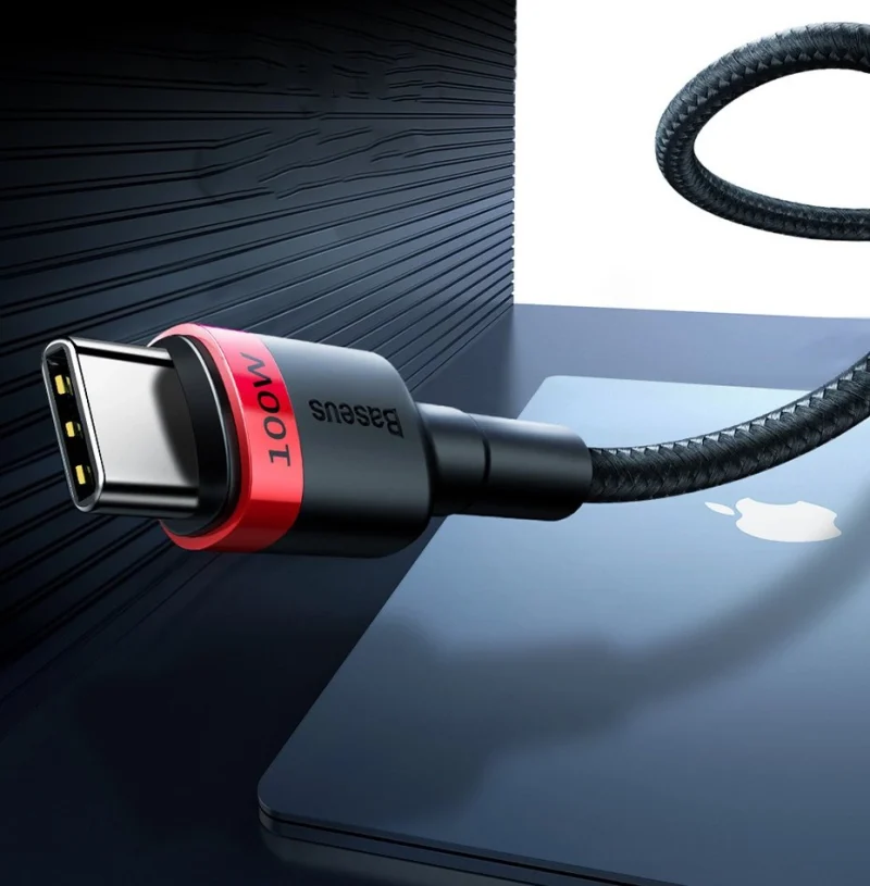 Kabel Baseus CATKLF-AL91 USB-C - USB-C PD QC 100W 5A 480Mb/s 2m - czarno-czerwony - obrazek 7