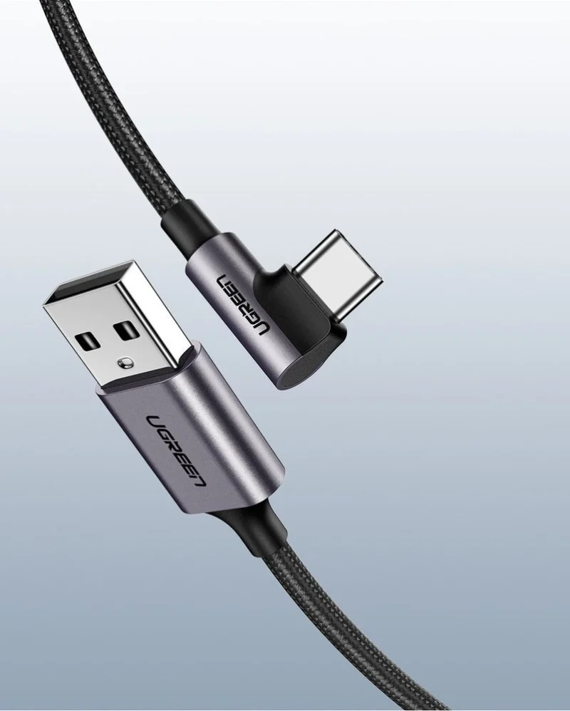 Kabel Ugreen US284 50941 USB-A (prosty) / USB-C (kątowy) 3A 1m - szary - obrazek 11