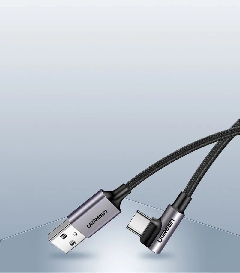 Kabel Ugreen US284 50941 USB-A (prosty) / USB-C (kątowy) 3A 1m - szary - obrazek 13