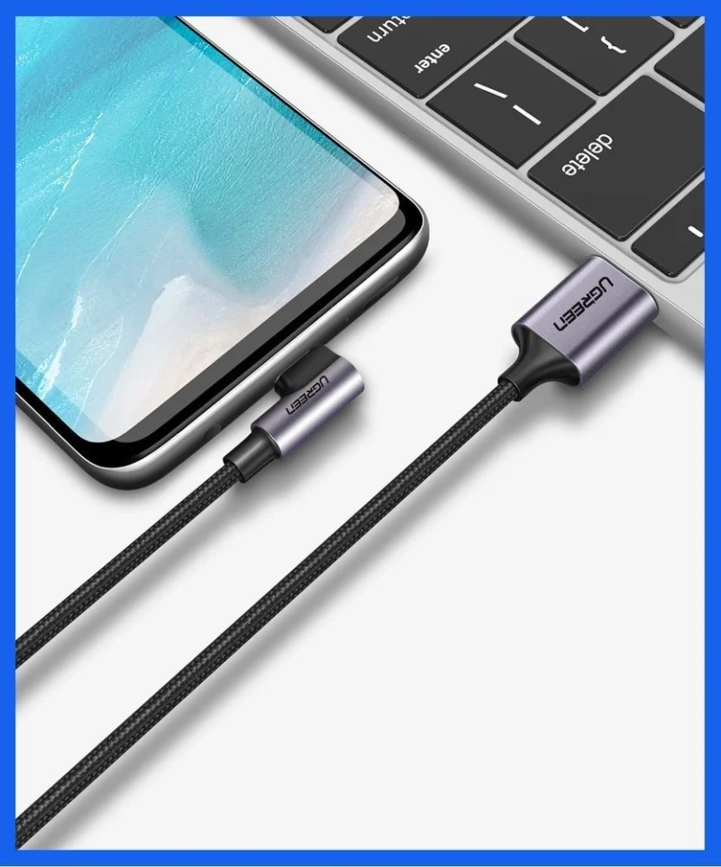 Kabel Ugreen US284 50941 USB-A (prosty) / USB-C (kątowy) 3A 1m - szary - obrazek 5