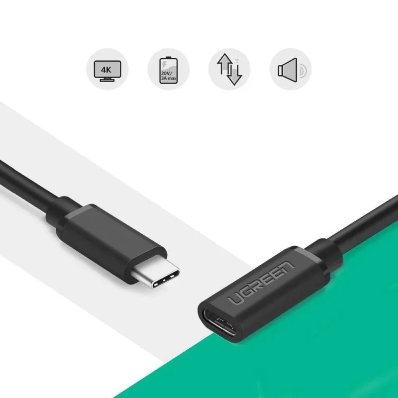 Kabel Ugreen 40574 USB-C - USB-C 5Gb/s 0,5m - czarny - obrazek 3