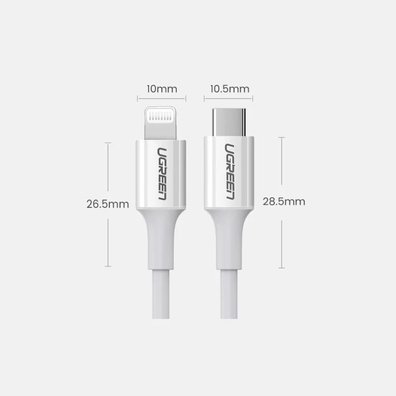 Kabel Ugreen US171 Lightning - USB-C MFi PD 20W 480Mb/s 1m - biały - obrazek 14