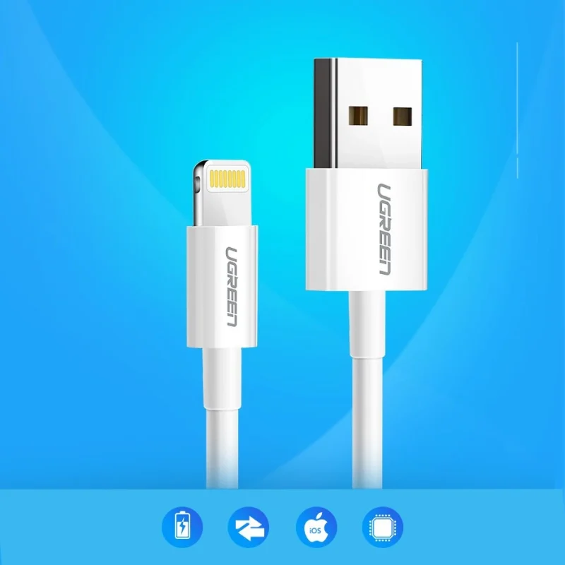 Kabel Ugreen US155 20728 USB-A / Lightning MFi 2.4A 1m - biały - obrazek 3