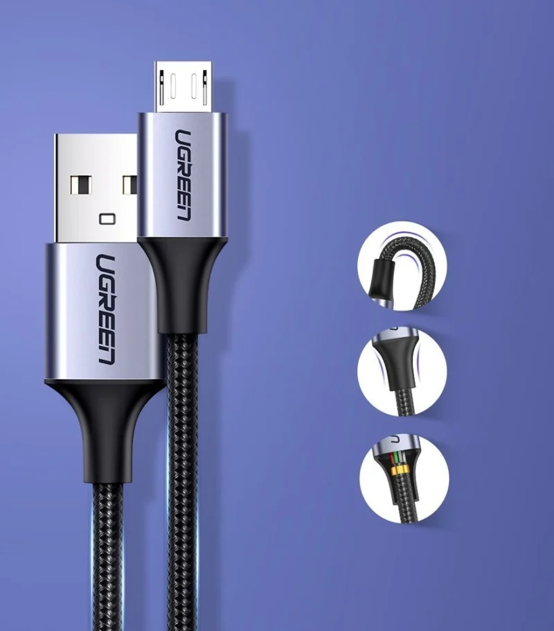 Kabel Ugreen US290 60146 USB-A / micro USB 2.4A 1m - szary - obrazek 7