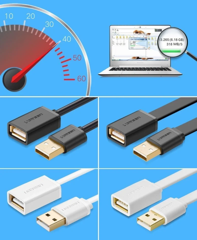 Ugreen kabel przewód przejściówka USB (żeński) - USB (męski) 2m czarny (10316) - obrazek 5