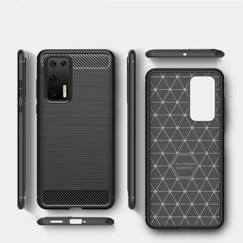 Carbon Case elastyczne etui pokrowiec Huawei P40 niebieski - obrazek 4