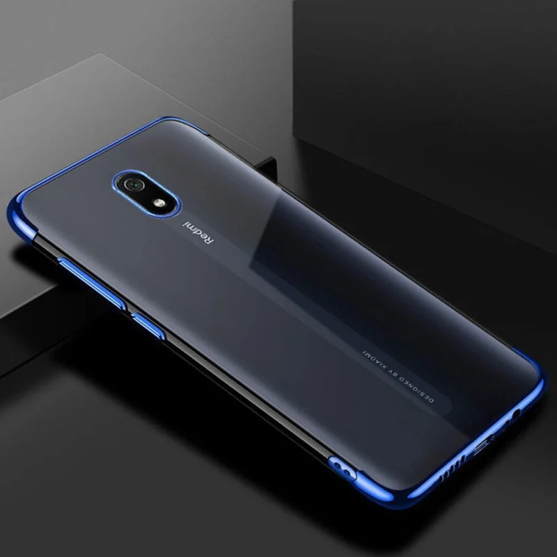 Clear Color case żelowy pokrowiec etui z metaliczną ramką Xiaomi Redmi 8A niebieski - obrazek 2