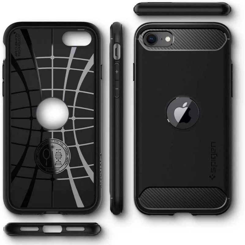 Etui Spigen Rugged Armor na iPhone SE 2020 / 2022 - czarne - obrazek 5