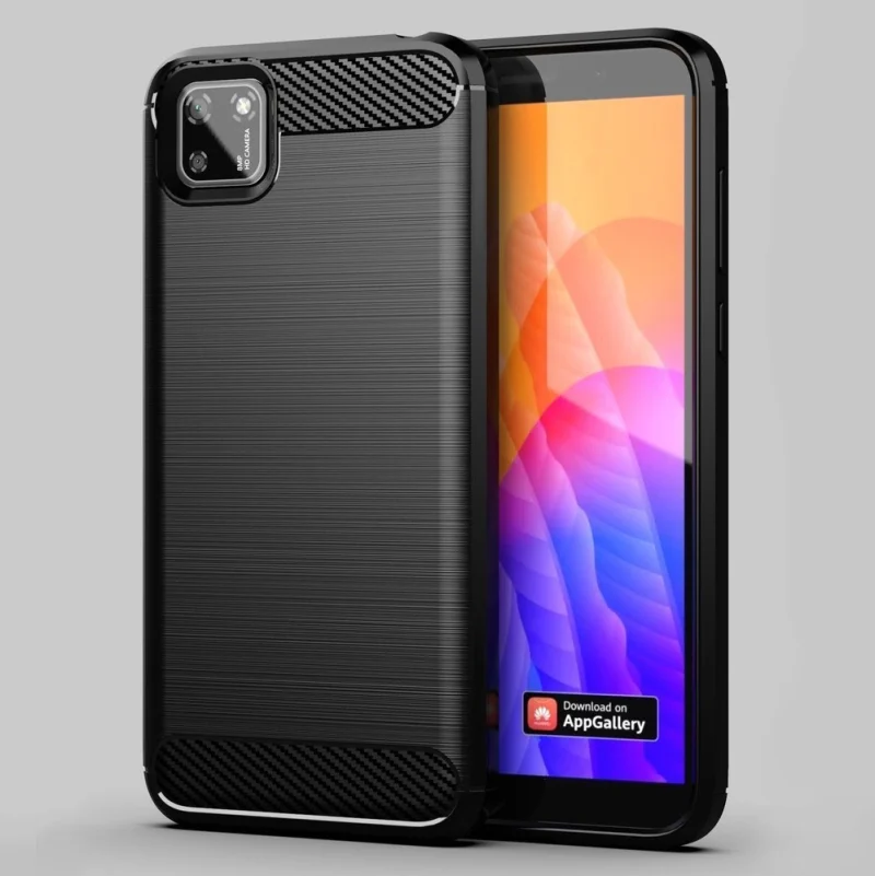 Carbon Case elastyczne etui pokrowiec Huawei Y5p czarny - obrazek 11