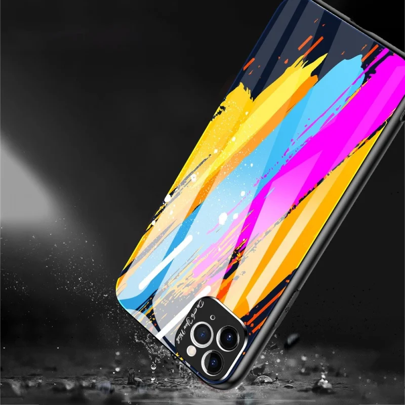 Color Glass Case etui pokrowiec nakładka ze szkła hartowanego z osłoną na aparat iPhone 11 Pro Max pattern 1 - obrazek 11