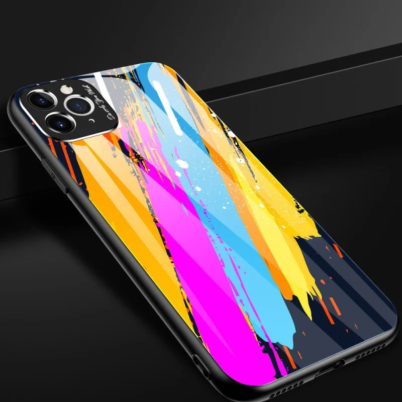 Color Glass Case etui pokrowiec nakładka ze szkła hartowanego z osłoną na aparat iPhone 11 Pro Max pattern 1 - obrazek 14