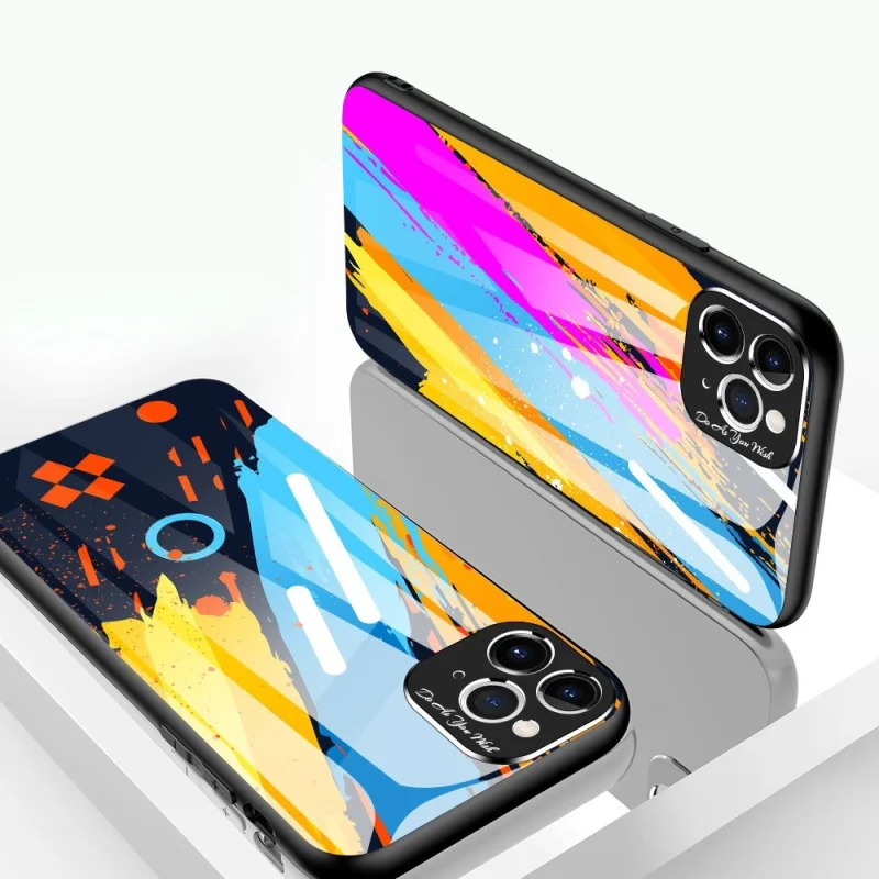 Color Glass Case etui pokrowiec nakładka ze szkła hartowanego z osłoną na aparat iPhone 11 Pro Max pattern 1 - obrazek 3