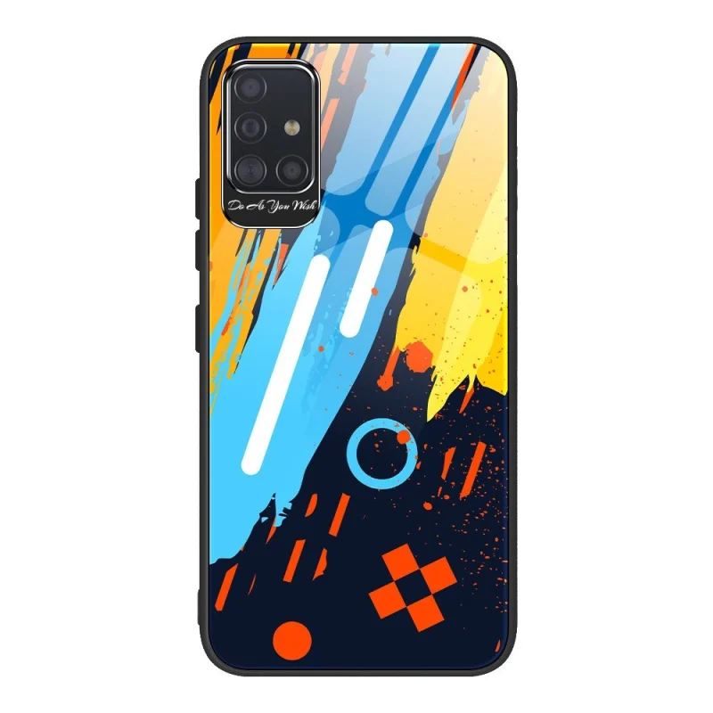 Color Glass Case etui pokrowiec nakładka ze szkła hartowanego z osłoną na aparat Samsung Galaxy A71 pattern 1