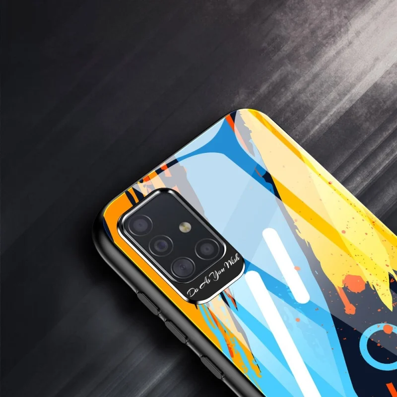 Color Glass Case etui pokrowiec nakładka ze szkła hartowanego z osłoną na aparat Samsung Galaxy A71 pattern 1 - obrazek 15