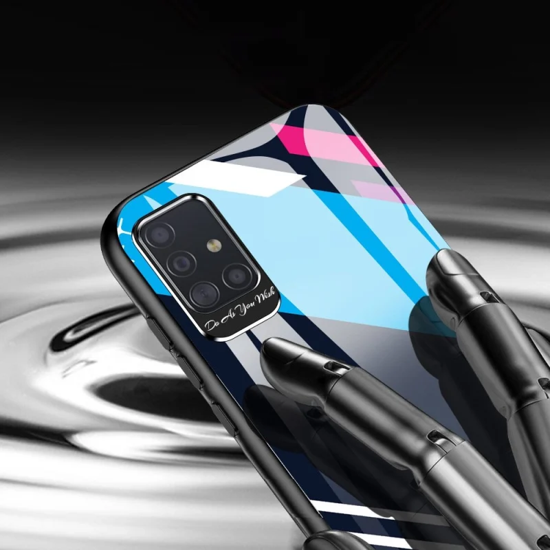 Color Glass Case etui pokrowiec nakładka ze szkła hartowanego z osłoną na aparat Samsung Galaxy A71 pattern 1 - obrazek 4