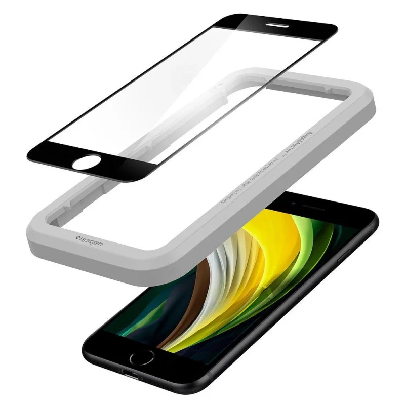 Szkło hartowane Spigen ALM Glass FC na iPhone 7 / 8 / SE 2020 / 2022 - czarne - obrazek 13