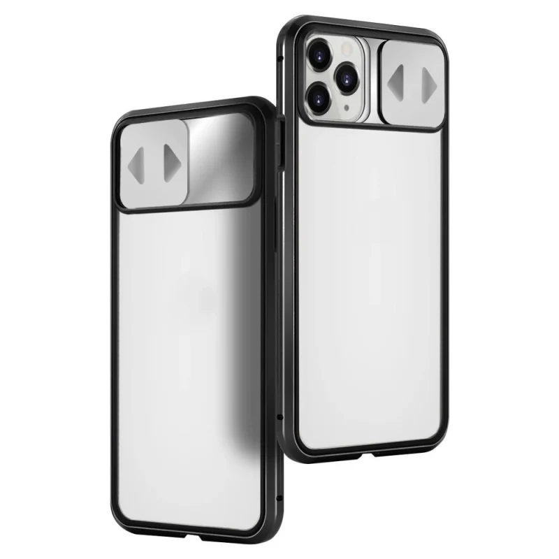 Wozinsky Magnetic Cam Slider Case magnetyczne etui 360 na cały telefon szkło na ekran osłona na aparat Huawei P40 czarny - obrazek 2