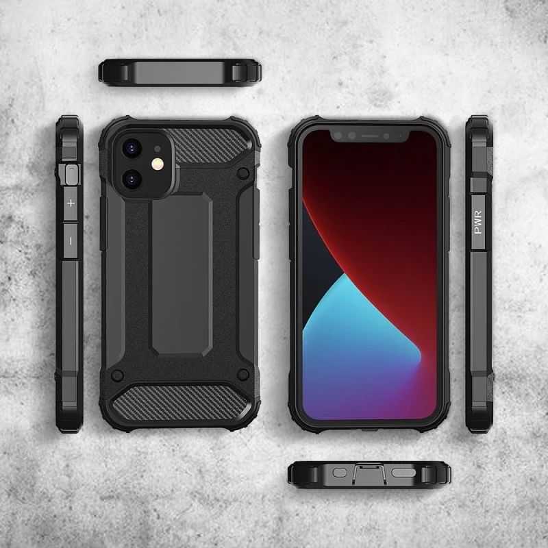 Hybrid Armor pancerne hybrydowe etui pokrowiec iPhone 12 Pro Max czarny - obrazek 4