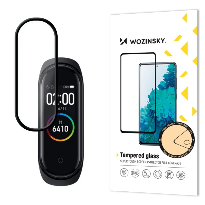 Wozinsky super wytrzymała folia Full Glue na cały ekran z ramką Case Friendly Xiaomi Mi Band 6 / Mi Band 5 czarny