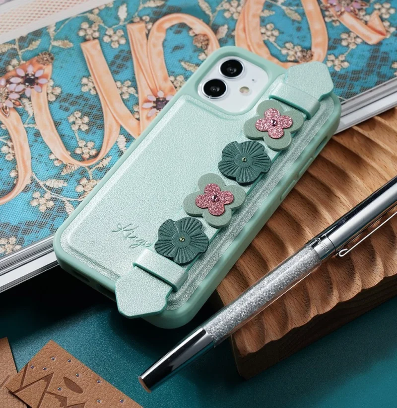 Kingxbar Sweet Series żelowe etui ozdobione oryginalnymi Kryształami Swarovskiego z podstawką iPhone 12 mini niebieski - obrazek 16