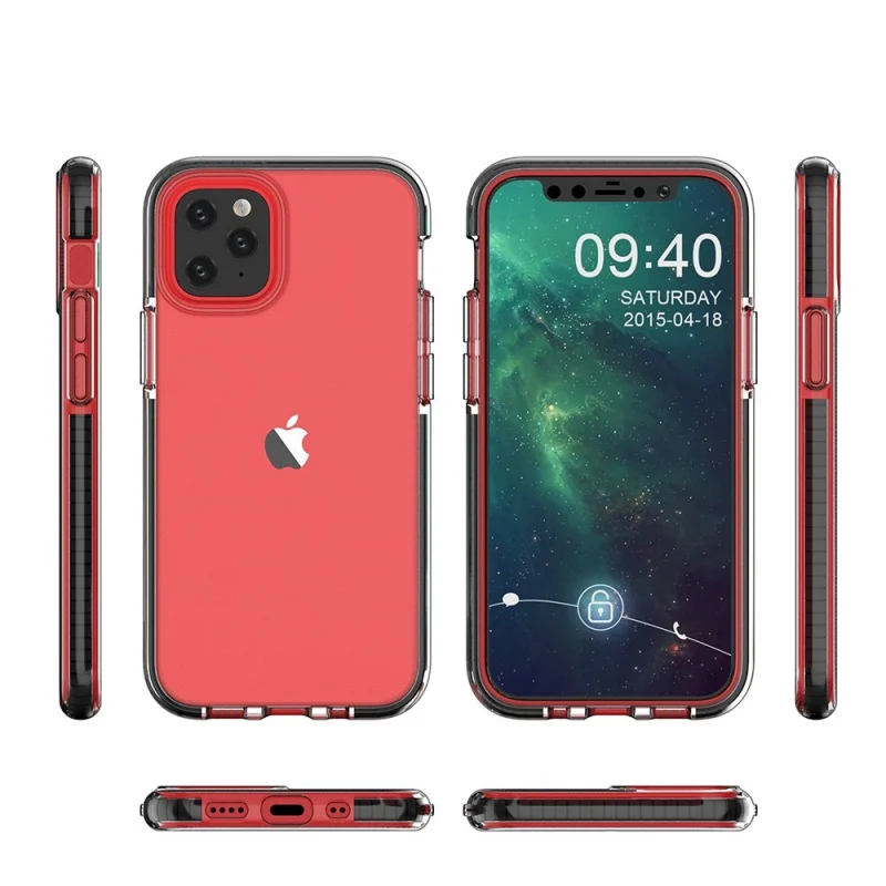 Spring Case pokrowiec żelowe etui z kolorową ramką do iPhone 12 mini ciemnoróżowy - obrazek 2