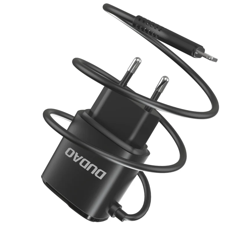 Dudao ładowarka sieciowa 2x USB z wbudowanym kablem Lightning 12 W czarny (A2ProL black) - obrazek 2