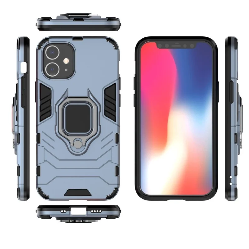 Ring Armor pancerne hybrydowe etui pokrowiec + magnetyczny uchwyt iPhone 12 mini niebieski - obrazek 4