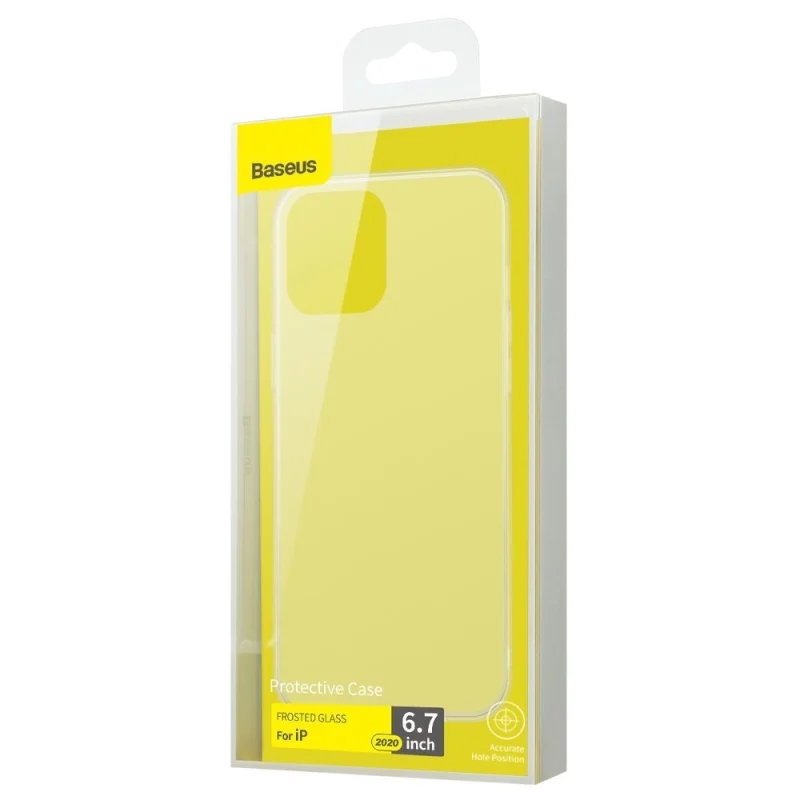 Baseus Frosted Glass Case Sztywne etui z elastyczną ramką iPhone 12 Pro Max Biały (WIAPIPH67N-WS02) - obrazek 5