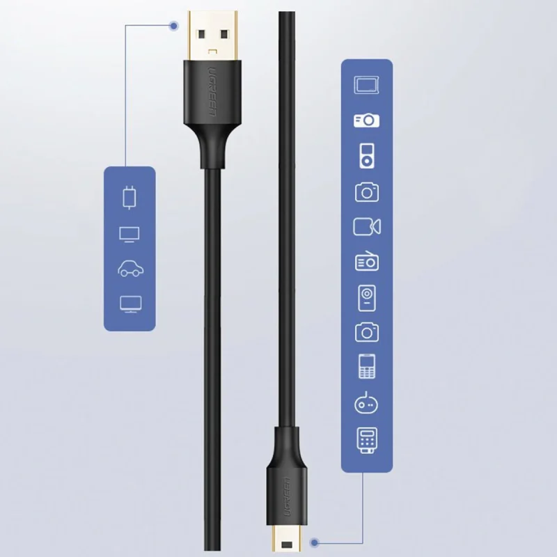 Ugreen kabel przewód USB - mini USB 480 Mbps 1,5 m czarny (US132 10385) - obrazek 15