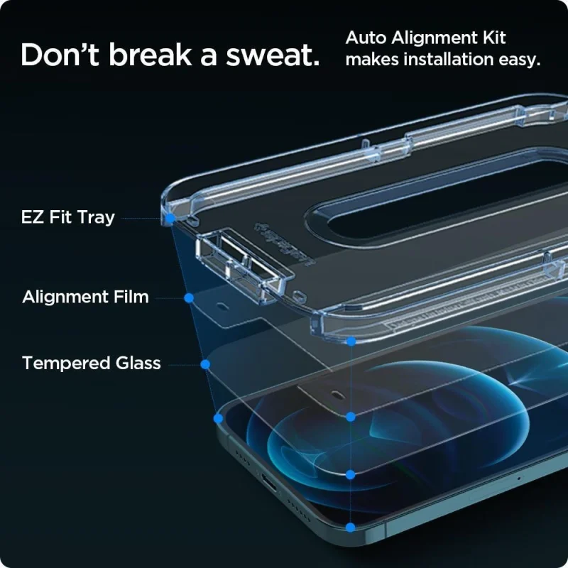 Szkło hartowane Spigen Glas.tR EZ Fit na iPhone 12 Pro Max - 2 szt. - obrazek 11