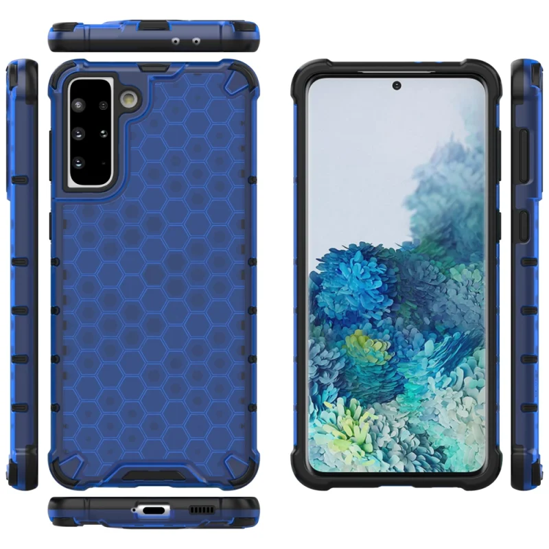 Honeycomb etui pancerny pokrowiec z żelową ramką Samsung Galaxy S21+ 5G (S21 Plus 5G) niebieski - obrazek 12