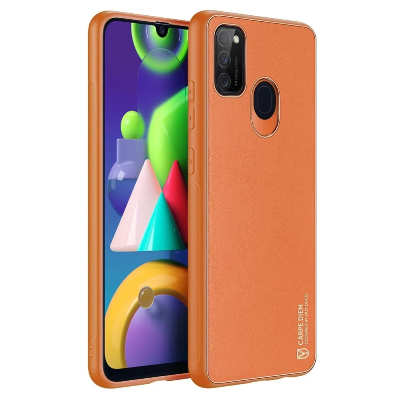 Dux Ducis Yolo eleganckie etui pokrowiec ze skóry ekologicznej Samsung Galaxy M30s pomarańczowy - obrazek 3