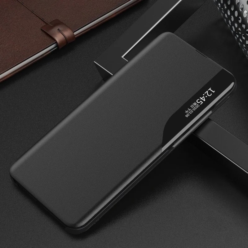 Eco Leather View Case elegancki futerał etui z klapką i funkcją podstawki Samsung Galaxy A02s EU czarny - obrazek 2