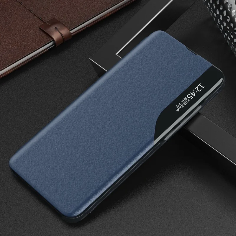 Eco Leather View Case elegancki futerał etui z klapką i funkcją podstawki Samsung Galaxy A02s EU niebieski - obrazek 2