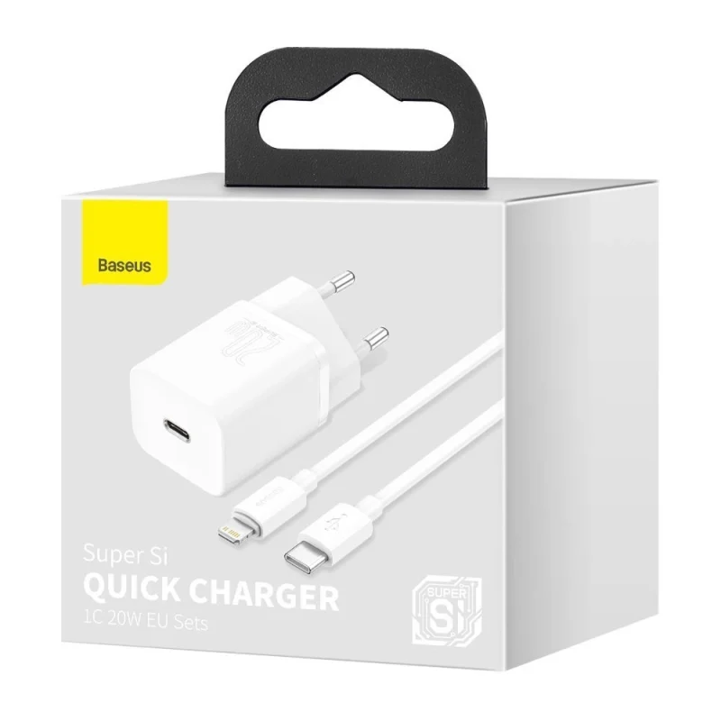 Baseus Super Si 1C szybka ładowarka USB Typ C 20W Power Delivery + kabel USB Typ C - Lightning 1m biały (TZCCSUP-B02) - obrazek 7