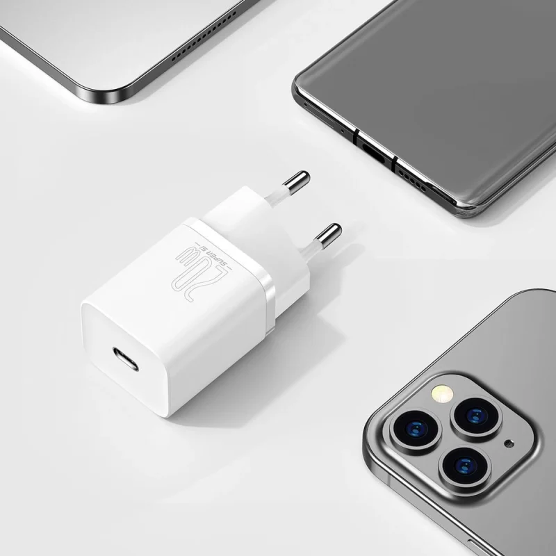 Baseus Super Si 1C szybka ładowarka USB Typ C 20W Power Delivery + kabel USB Typ C - Lightning 1m biały (TZCCSUP-B02) - obrazek 9