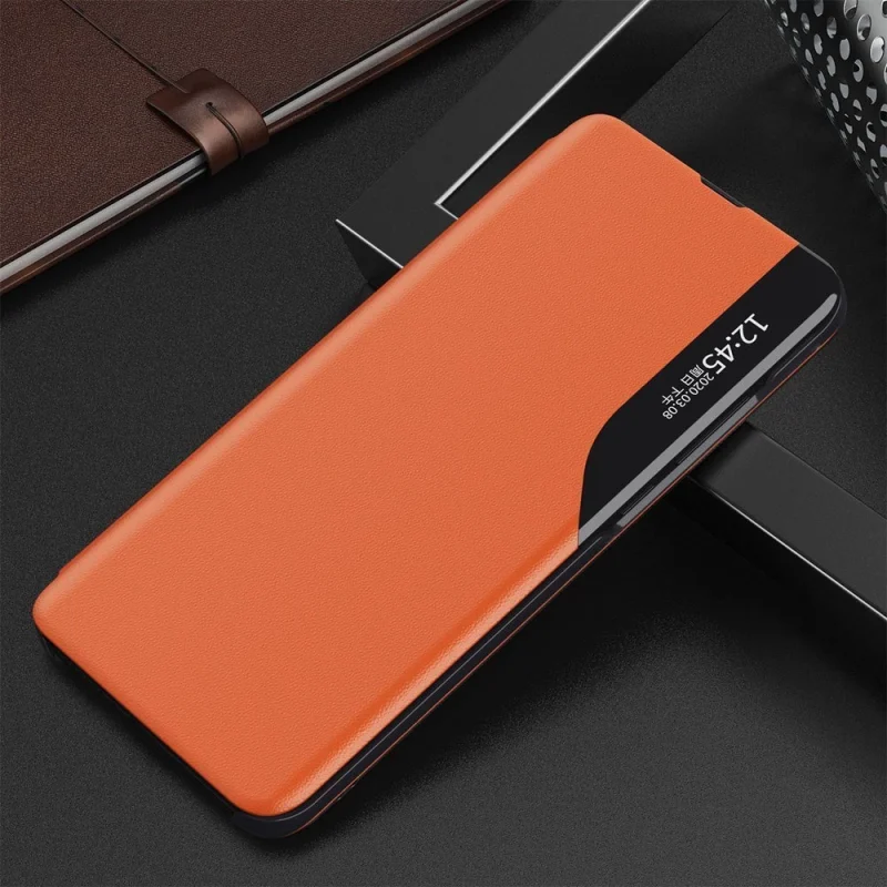 Eco Leather View Case elegancki futerał etui z klapką i funkcją podstawki Samsung Galaxy S21+ 5G (S21 Plus 5G) pomarańczowy - obrazek 2