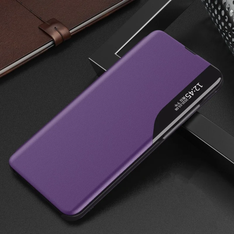 Eco Leather View Case elegancki futerał etui z klapką i funkcją podstawki Samsung Galaxy A72 4G fioletowy - obrazek 2