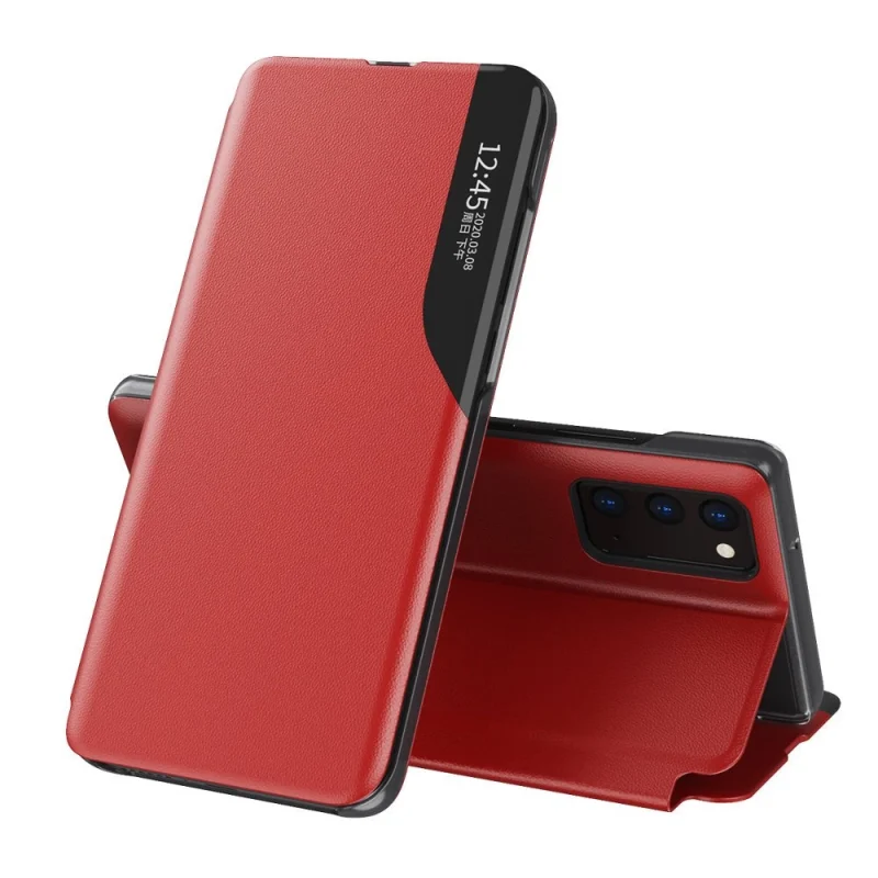 Eco Leather View Case elegancki futerał etui z klapką i funkcją podstawki Samsung Galaxy A72 4G czerwony