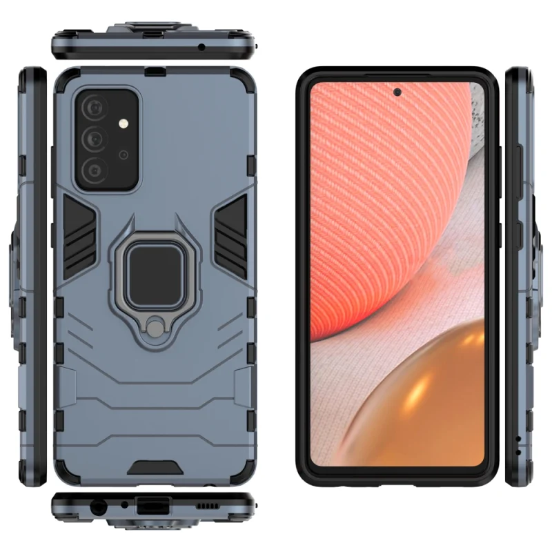 Ring Armor pancerne hybrydowe etui pokrowiec + magnetyczny uchwyt Samsung Galaxy A72 4G niebieski - obrazek 3