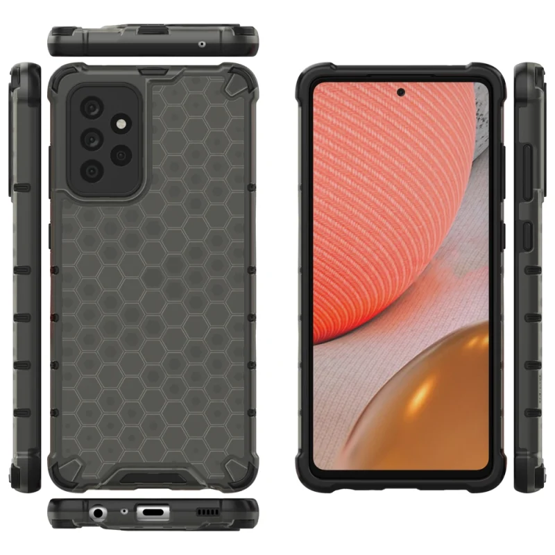 Honeycomb etui pancerny pokrowiec z żelową ramką Samsung Galaxy A72 4G czarny - obrazek 12