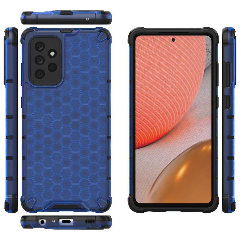 Honeycomb etui pancerny pokrowiec z żelową ramką Samsung Galaxy A72 4G niebieski - obrazek 12