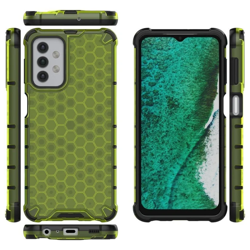 Honeycomb etui pancerny pokrowiec z żelową ramką Samsung Galaxy A32 5G zielony - obrazek 2