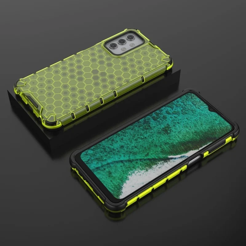 Honeycomb etui pancerny pokrowiec z żelową ramką Samsung Galaxy A32 5G zielony - obrazek 3