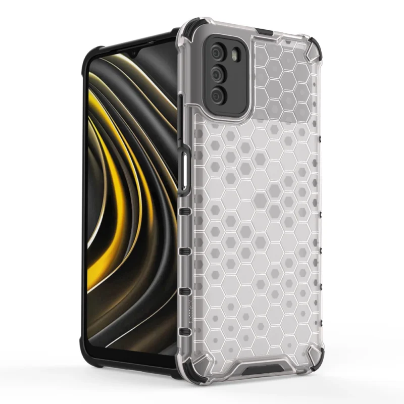 Honeycomb etui pancerny pokrowiec z żelową ramką Xiaomi Poco M3 przezroczysty - obrazek 2